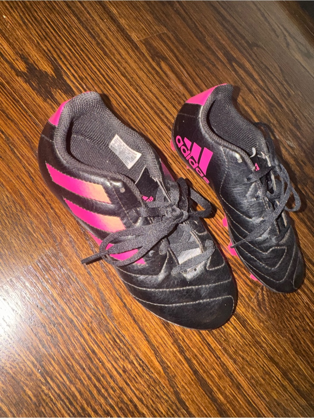 adidas Kids Black & Pink Soccer Sneakers-Sz 1